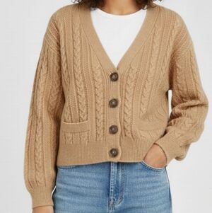 Zara Tan Cable Knit Cardigan